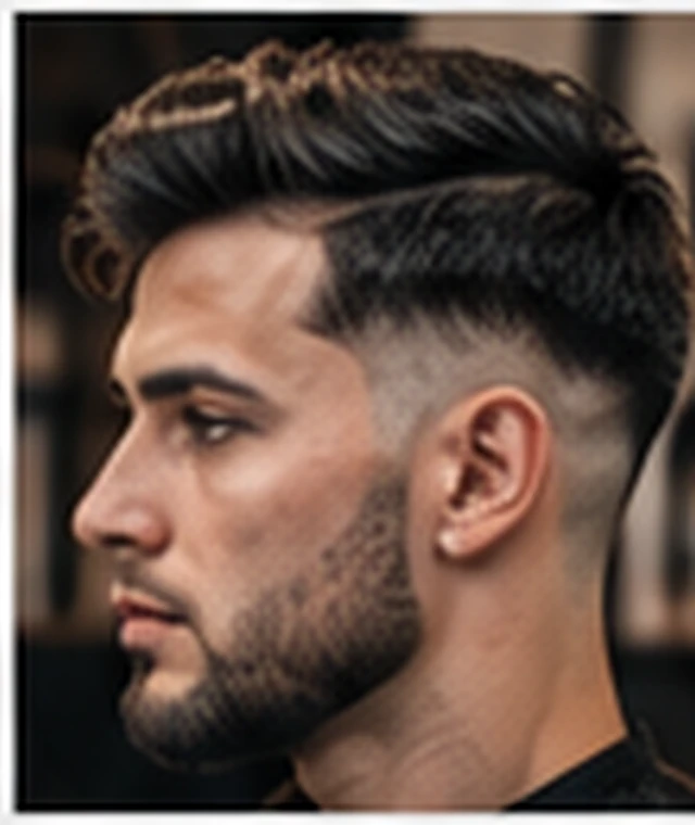 Modelo de side part com barba curta