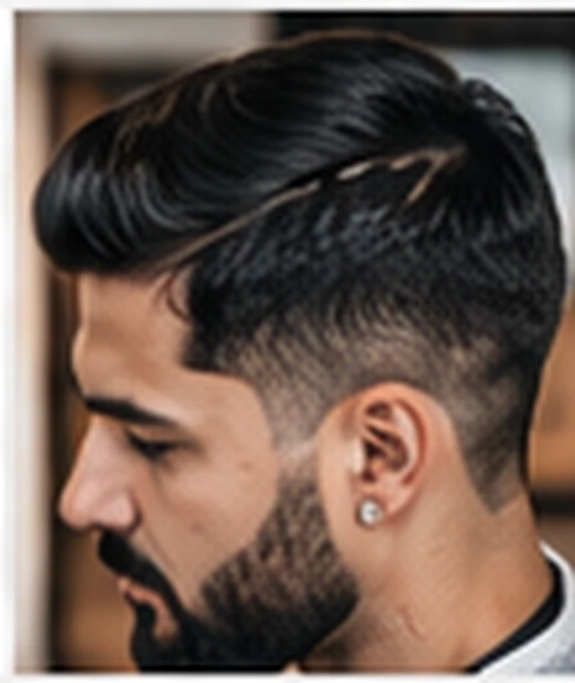 Modelo de slick back com barba desenhada